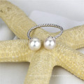 6mm AAA Round Real Freshwater Two Pearl Ring